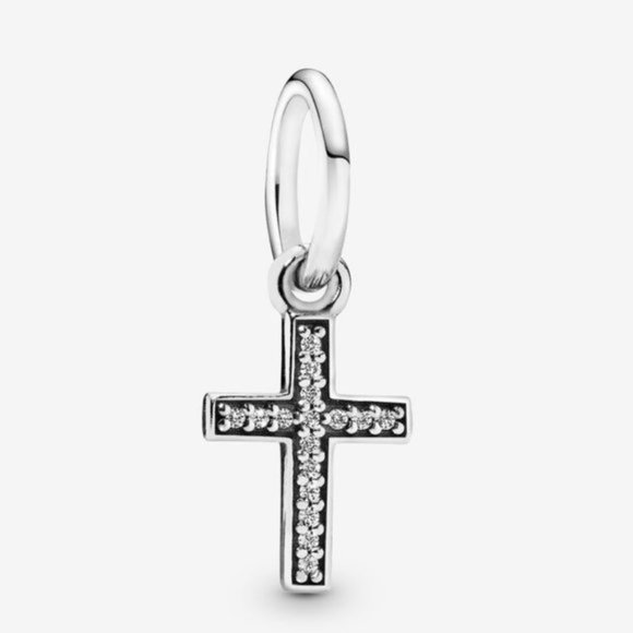 Pandora Sparkling Cross Dangle Charm - Picture 1 of 2